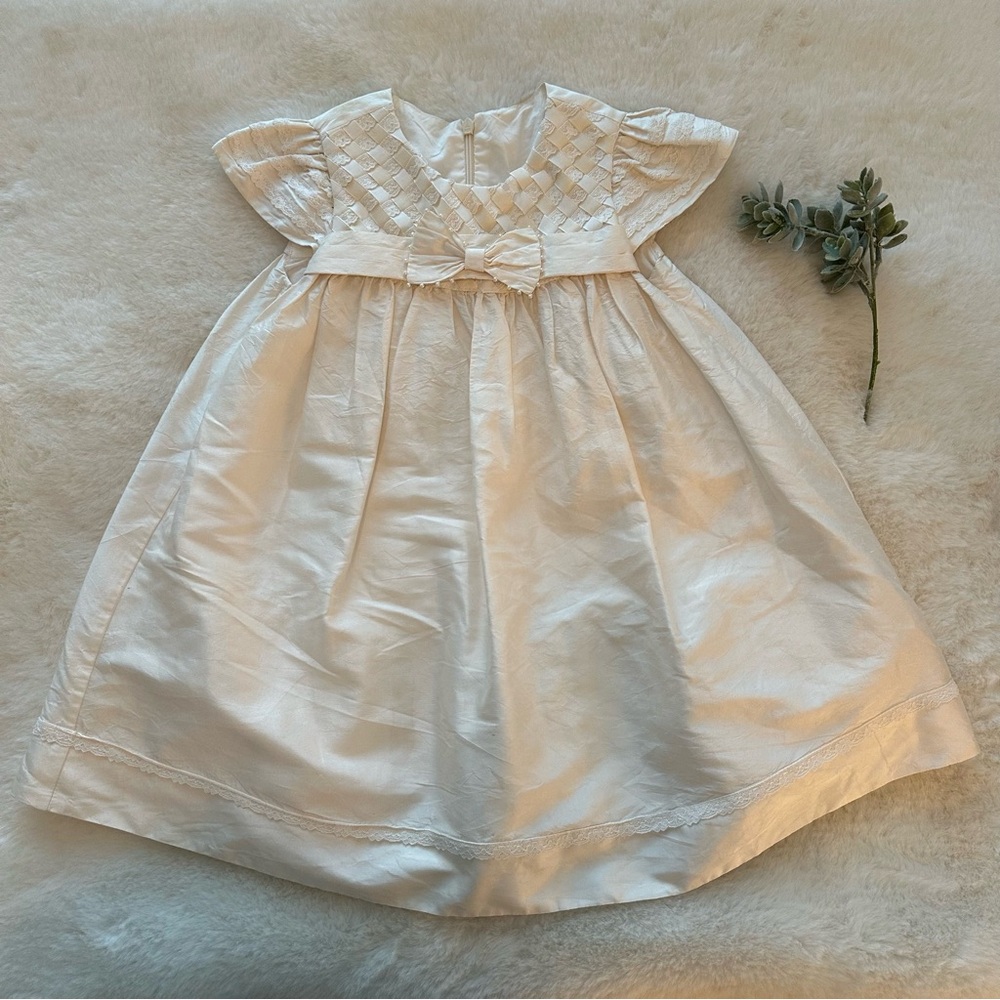 Lapin House | EUC - Silk Lattice Woven Top Dress - Ivory - Size 2